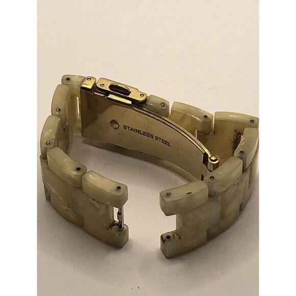 Fossil Watch Parts Full 2 piece Band Gold Tone Clasp 18mm PY174 - Picture 6 of 7